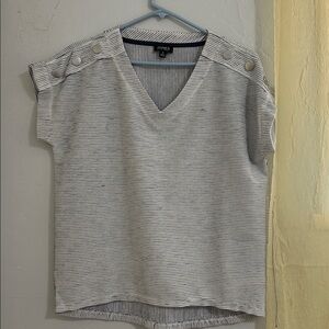 Jones New York Navy and White Striped Top